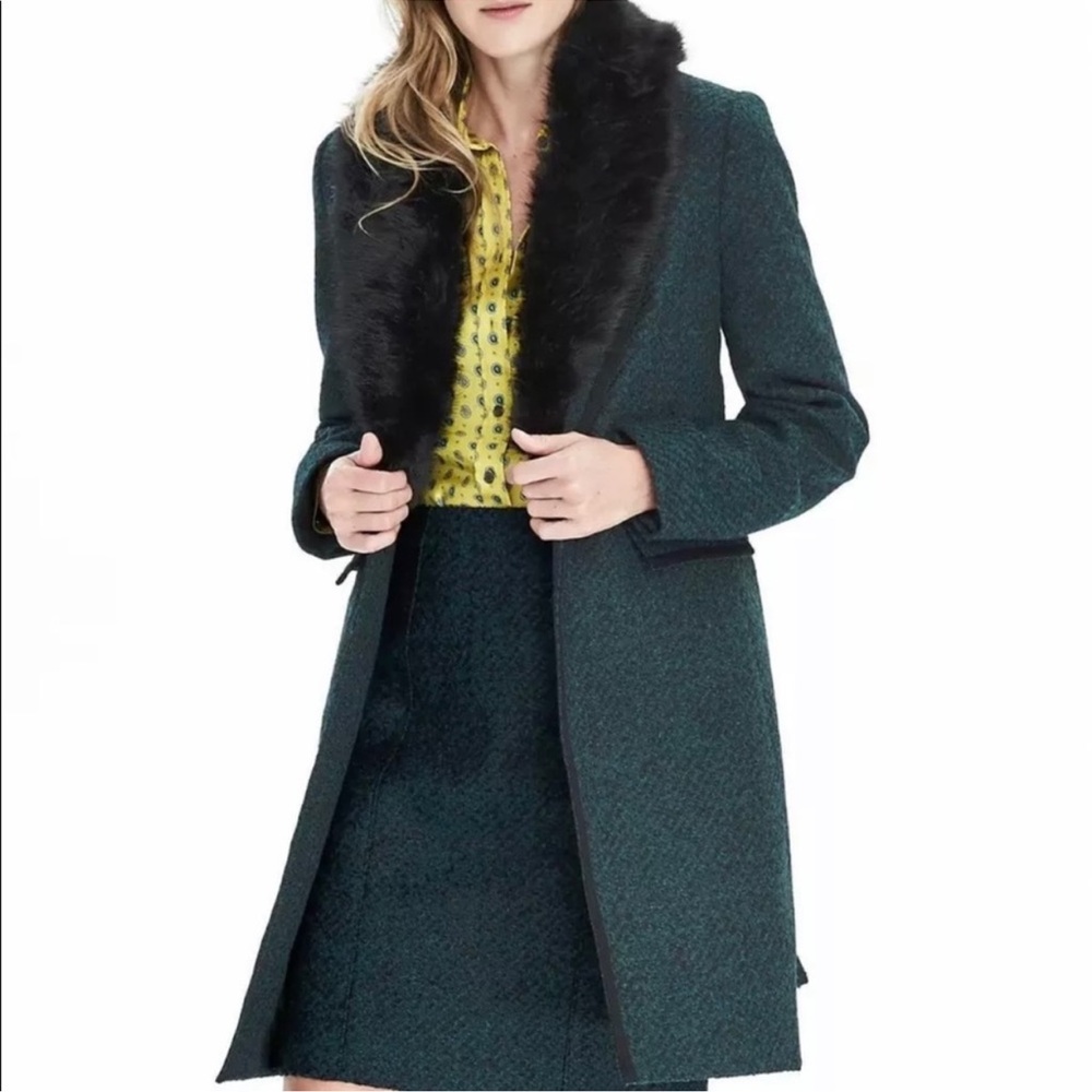 Banana Republic Green Luxury Italian Flannel Coat Size Small